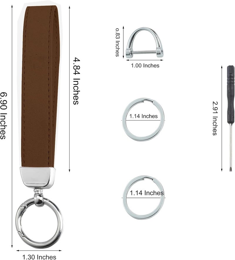 Weixiltc Leather Wristlet Keychain, Car Key Chain Holder with 2 Key Ring & Anti-Lost D Ring, Key Fob Wristband for Women - Image 2